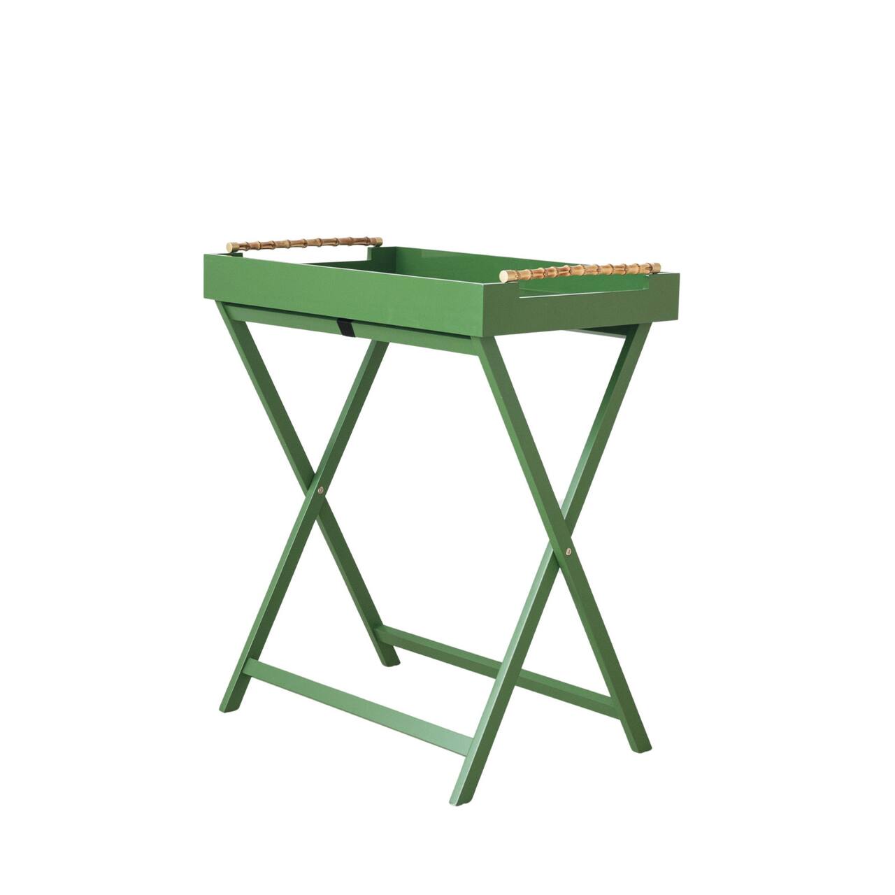 Hello Honey® Verdant Green Bamboo-Handled Folding Tray Table